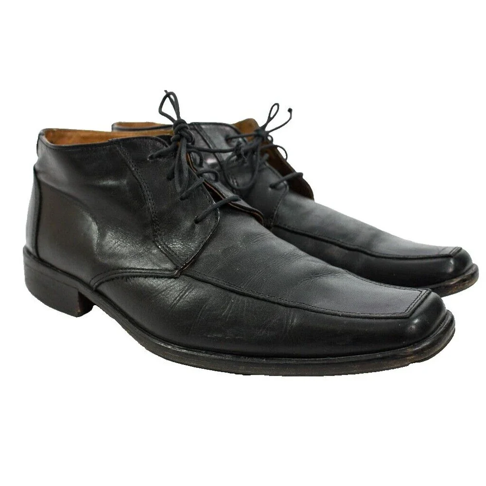 Vero Cuoio Black Leather Ankle Boots Men's Size 41 Made in Italy